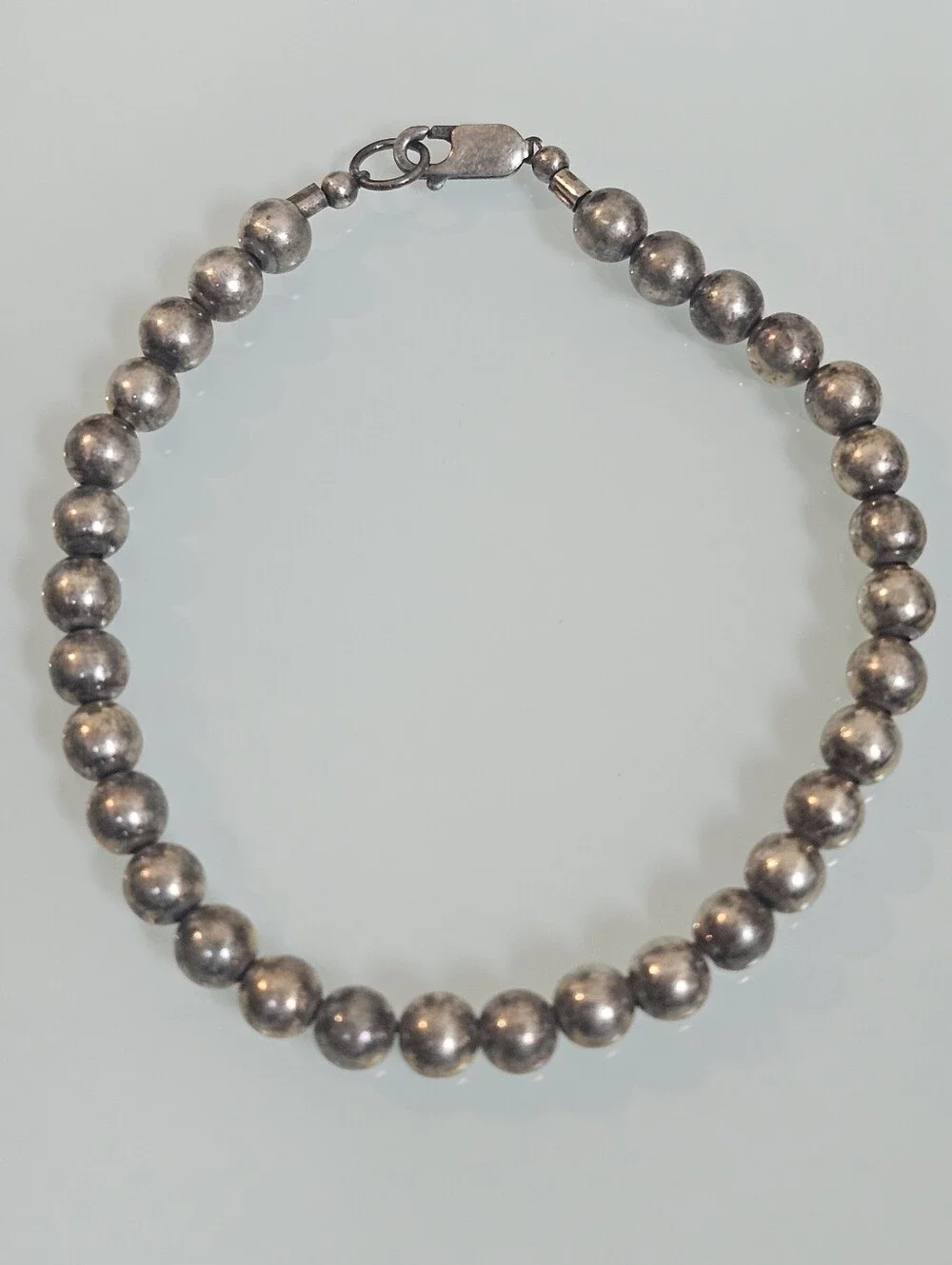 925 Beaded 5mm Ball Sterling Silver Chain Bracelet 8